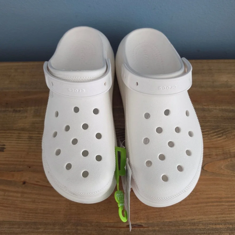 Crocs Mens Classic Crush Clog White Platform Chunky Sandals 207521-100 Size 11